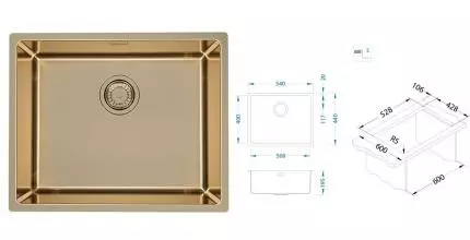 Мойка для кухни «Alveus» Kombino 50 Monarch 54/44 F/S нержавеющая сталь Bronze Мойка для кухни «Alveus» Kombino 50 Monarch 54/44 F/S нержавеющая сталь Bronze