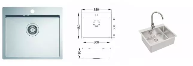 Мойка для кухни «Alveus» Quarto 10 BRS-90 55/48 нержавеющая сталь