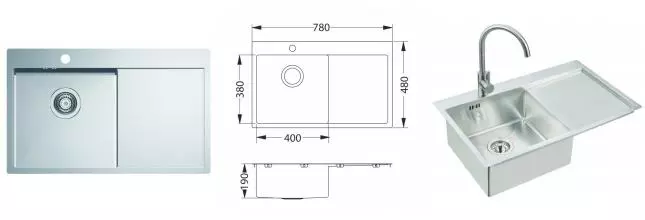 Мойка для кухни «Alveus» Quarto 30 BRS-90 78/48 нержавеющая сталь левая