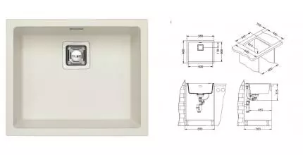 Мойка для кухни «Alveus» Quadrix 50 56/46 искусственный камень arctic