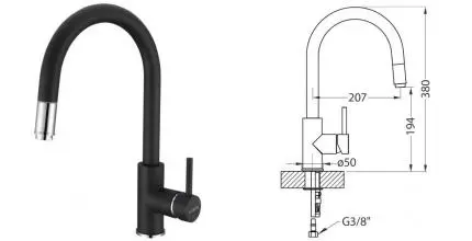 Смеситель для кухонной мойки «Alveus» Delos-P G91 1129022 carbon