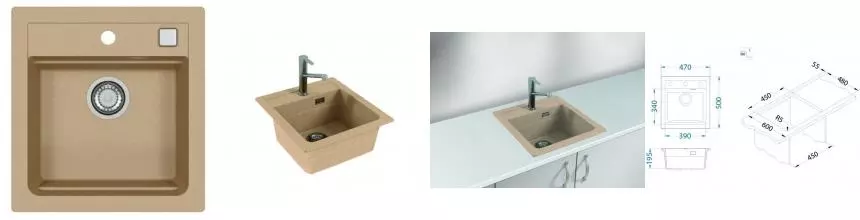 Мойка для кухни «Alveus» Granital Atrox 20 47/50 искусственный камень Beige Мойка для кухни «Alveus» Granital Atrox 20 47/50 искусственный камень Beige