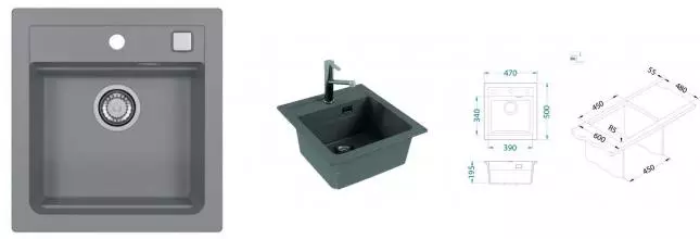 Мойка для кухни «Alveus» Granital Atrox 20 47/50 искусственный камень Concrete Мойка для кухни «Alveus» Granital Atrox 20 47/50 искусственный камень Concrete