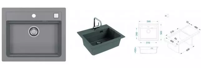 Мойка для кухни «Alveus» Granital Atrox 30 59/50 искусственный камень concrete Мойка для кухни «Alveus» Granital Atrox 30 59/50 искусственный камень concrete