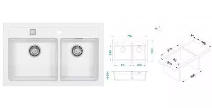 Мойка для кухни «Alveus» Granital Atrox 50 79/50 искусственный камень arctic Мойка для кухни «Alveus» Granital Atrox 50 79/50 искусственный камень arctic