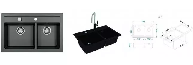 Мойка для кухни «Alveus» Granital Atrox 50 79/50 искусственный камень carbon Мойка для кухни «Alveus» Granital Atrox 50 79/50 искусственный камень carbon
