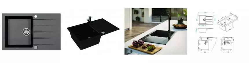 Мойка для кухни «Alveus» Granital Cadit 20 79/50 искусственный камень Carbon Мойка для кухни «Alveus» Granital Cadit 20 79/50 искусственный камень Carbon