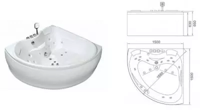 Гидромассажная ванна акриловая «Orans» OLS-BT6012X 150/150 с каркасом с сифоном белая