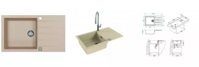 Мойка для кухни «Alveus» Granital Cadit 40 86/50 искусственный камень Terra