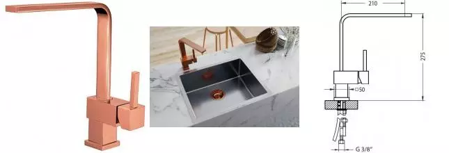 Смеситель для кухонной мойки «Alveus» Laguna Monarch 1134830 cooper Смеситель для кухонной мойки «Alveus» Laguna Monarch 1134830 cooper