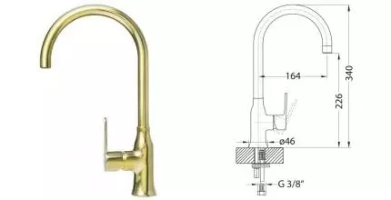 Смеситель для кухонной мойки «Alveus» Slim Monarch 1134833 gold Смеситель для кухонной мойки «Alveus» Slim Monarch 1134833 gold