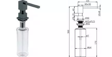 Встраиваемый дозатор для моющего средства «Alveus» Kork 1135544 anthracite Встраиваемый дозатор для моющего средства «Alveus» Kork 1135544 anthracite