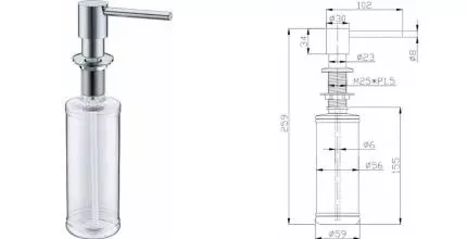 Встраиваемый дозатор для моющего средства «Alveus» Plum CHR 1135811 хром Встраиваемый дозатор для моющего средства «Alveus» Plum CHR 1135811 хром