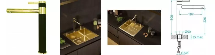 Смеситель для кухонной мойки «Alveus» Zina Monarch 1136509 gold Смеситель для кухонной мойки «Alveus» Zina Monarch 1136509 gold