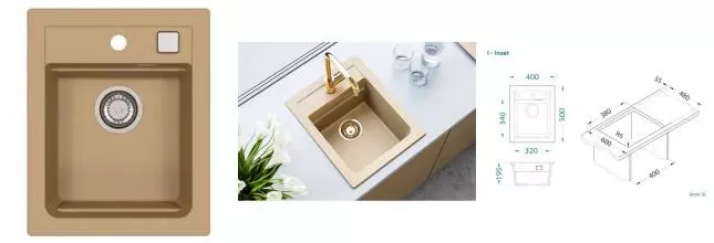 Мойка для кухни «Alveus» Granital Atrox 10 40/50 искусственный камень beige Мойка для кухни «Alveus» Granital Atrox 10 40/50 искусственный камень beige