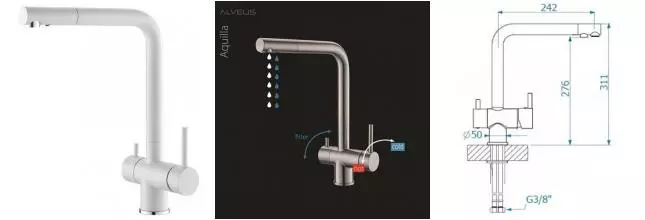 Смеситель для кухни с подключением к фильтру «Alveus» Aquila G11 1139806 arctic Смеситель для кухни с подключением к фильтру «Alveus» Aquila G11 1139806 arctic