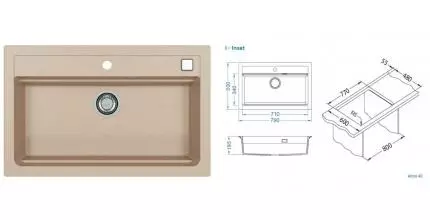 Мойка для кухни «Alveus» Granital Atrox 40 79/50 искусственный камень terra