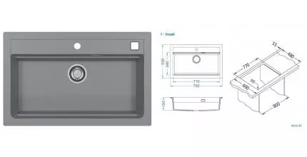 Мойка для кухни «Alveus» Granital Atrox 40 79/50 искусственный камень concrete Мойка для кухни «Alveus» Granital Atrox 40 79/50 искусственный камень concrete