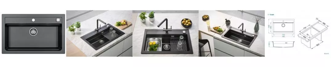 Мойка для кухни «Alveus» Granital Atrox 40 79/50 искусственный камень carbon Мойка для кухни «Alveus» Granital Atrox 40 79/50 искусственный камень carbon