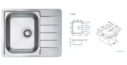 Мойка для кухни «Alveus» Line Max 110 SAT-90 61/50 нержавеющая сталь