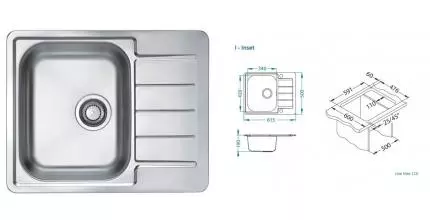 Мойка для кухни «Alveus» Line Max 110 SAT-90 61/50 нержавеющая сталь Мойка для кухни «Alveus» Line Max 110 SAT-90 61/50 нержавеющая сталь