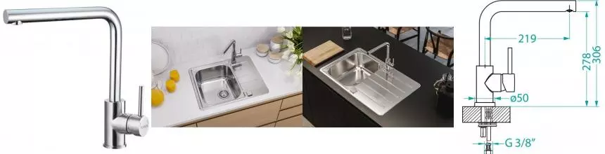 Смеситель для кухонной мойки «Alveus» Selma CHR 1144971 хром Смеситель для кухонной мойки «Alveus» Selma CHR 1144971 хром