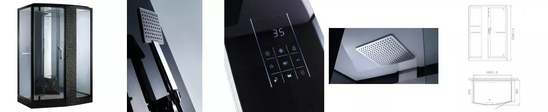 Душевая кабина «Orans» OLD-SR89102S 150/100 низкий поддон прозрачная/чёрная с баней с гидромассажем и электрикой правая Душевая кабина «Orans» OLD-SR89102S 150/100 низкий поддон прозрачная/чёрная с баней с гидромассажем и электрикой правая