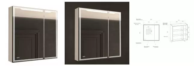 Зеркальный шкаф «Art&Max» Merano 80 с подсветкой Bianco Lucido левый