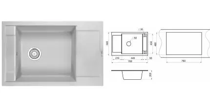 Мойка для кухни «Granula» GR-7806 78/50 искусственный камень сланец