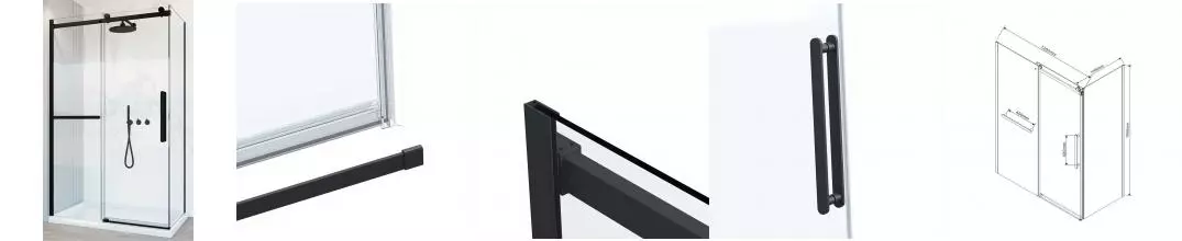 Душевой угол-ограждение «Vincea» Como Soft VSR-1CS1012CLB 120/100 прозрачный/чёрный прямоугольный без поддона универсальный