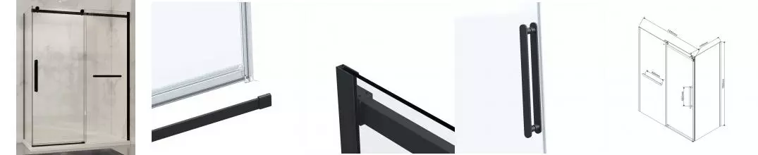 Душевой угол-ограждение «Vincea» Como Soft VSR-1CS1014CLB 140/100 прозрачный/чёрный прямоугольный без поддона универсальный