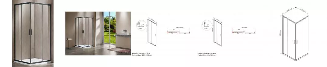 Душевой угол-ограждение «Vincea» Garda VSS-1G8012CLGM 120/80 прозрачный/вороненая сталь прямоугольный без поддона универсальный