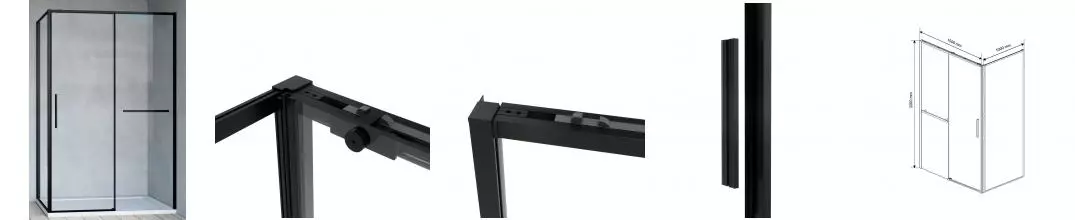 Душевой угол-ограждение «Vincea» Slim Soft VSR-1SS1015CLB 150/100 прозрачный/чёрный прямоугольный без поддона универсальный