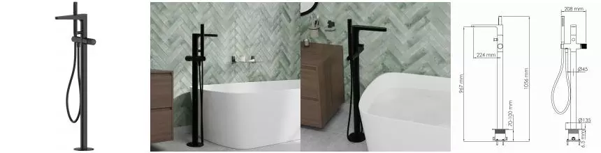 Напольный смеситель для ванны «WasserKRAFT» Fulda 5221 чёрный матовый Напольный смеситель для ванны «WasserKRAFT» Fulda 5221 чёрный матовый