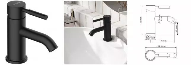 Смеситель для раковины «WasserKRAFT» Gollach 3305 чёрный матовый Смеситель для раковины «WasserKRAFT» Gollach 3305 чёрный матовый