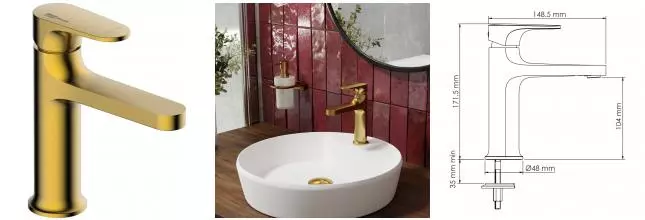 Смеситель для раковины «WasserKRAFT» Havel 3603 матовое золото Смеситель для раковины «WasserKRAFT» Havel 3603 матовое золото