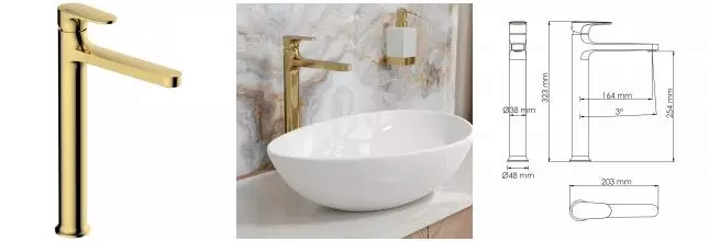 Смеситель для раковины «WasserKRAFT» Neckar 2103H золото Смеситель для раковины «WasserKRAFT» Neckar 2103H золото