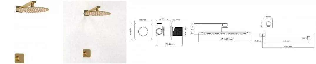Душевая система «WasserKRAFT» Ems A7651.183.208 золото Душевая система «WasserKRAFT» Ems A7651.183.208 золото