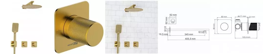 Душевая система «WasserKRAFT» Schunter A8251.306.180.259.285.194.201 матовое золото