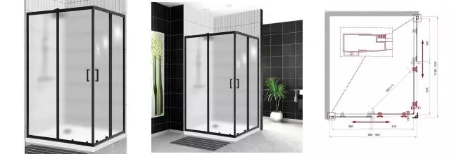 Душевой угол-ограждение «Belbagno» UNO-195-AH-2-120/90-P-NERO 120/90 матовый/чёрный прямоугольный без поддона универсальный Душевой угол-ограждение «Belbagno» UNO-195-AH-2-120/90-P-NERO 120/90 матовый/чёрный прямоугольный без поддона универсальный