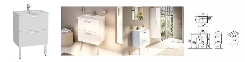 Тумба с раковиной «Vitra» Mia 60 подвесная белая глянцевая Тумба с раковиной «Vitra» Mia 60 подвесная белая глянцевая