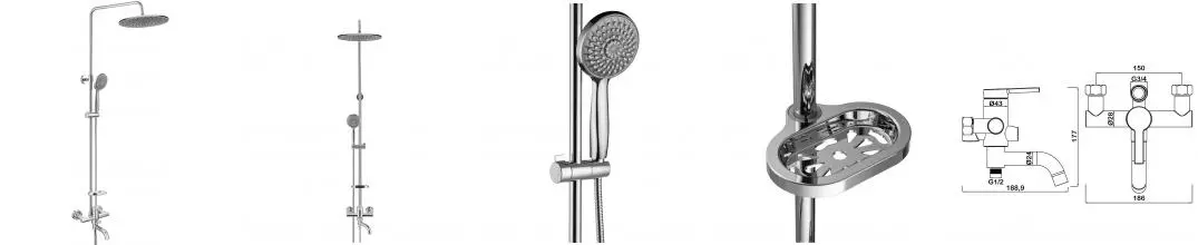 Душевая система «Swedbe» Calypso 5129G1 хром Душевая система «Swedbe» Calypso 5129G1 хром