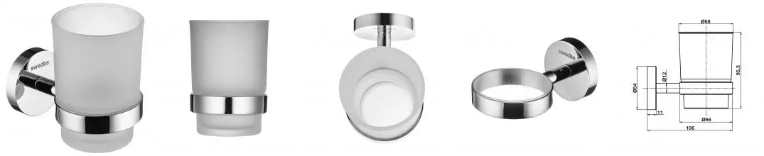 Стакан для зубных щёток «Swedbe» Attribut 9813 на стену хром