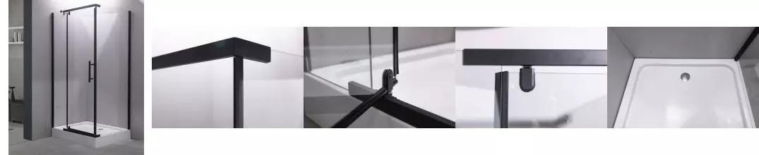 Душевой угол-ограждение «Esbano» Esbano ESR-7190B 100/80 прозрачный/чёрный матовый прямоугольный с поддоном универсальный 
