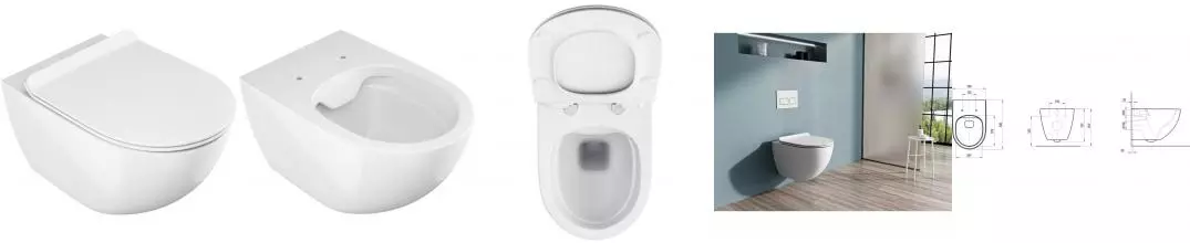 Подвесной унитаз безободковый «Ravak» Vita RimOFF X01860/X01861 белый с сиденьем дюропласт с микролифтом белое Подвесной унитаз безободковый «Ravak» Vita RimOFF X01860/X01861 белый с сиденьем дюропласт с микролифтом белое