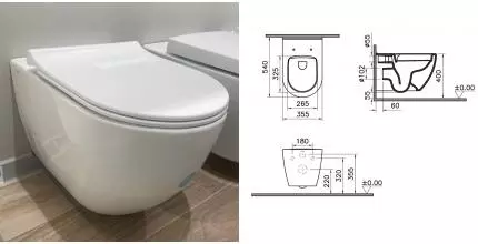 Подвесной унитаз безободковый «Vitra» Mia Round SmoothFlush 7510B003-0075 (801-003-019) белый с сиденьем дюропласт с микролифтом белое