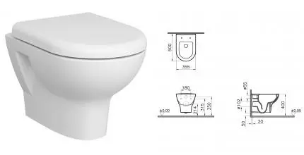 Подвесной унитаз безободковый «Vitra» Zentrum 5795B003-0075 (72-003-309) белый с сиденьем дюропласт с микролифтом белое Подвесной унитаз безободковый «Vitra» Zentrum 5795B003-0075 (72-003-309) белый с сиденьем дюропласт с микролифтом белое