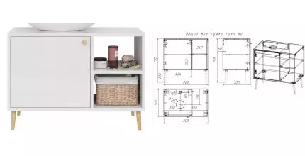 Тумба под раковину «Dreja» Luno 80 белая глянцевая