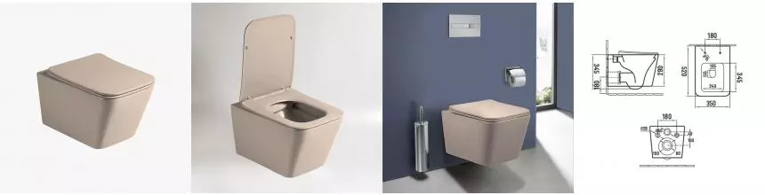 Подвесной унитаз безободковый «Vincea» Q-Line VT1-12MC капучино матовый с сиденьем дюропласт с микролифтом