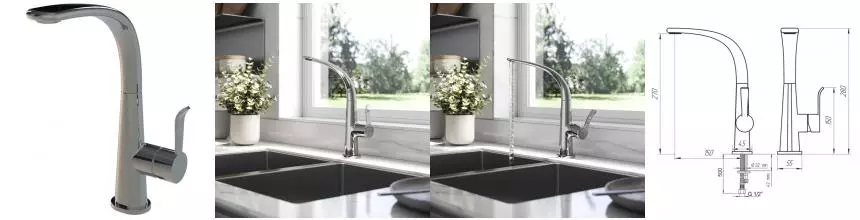 Смеситель для кухонной мойки «Paini» Serena SECR571LMKM хром Смеситель для кухонной мойки «Paini» Serena SECR571LMKM хром
